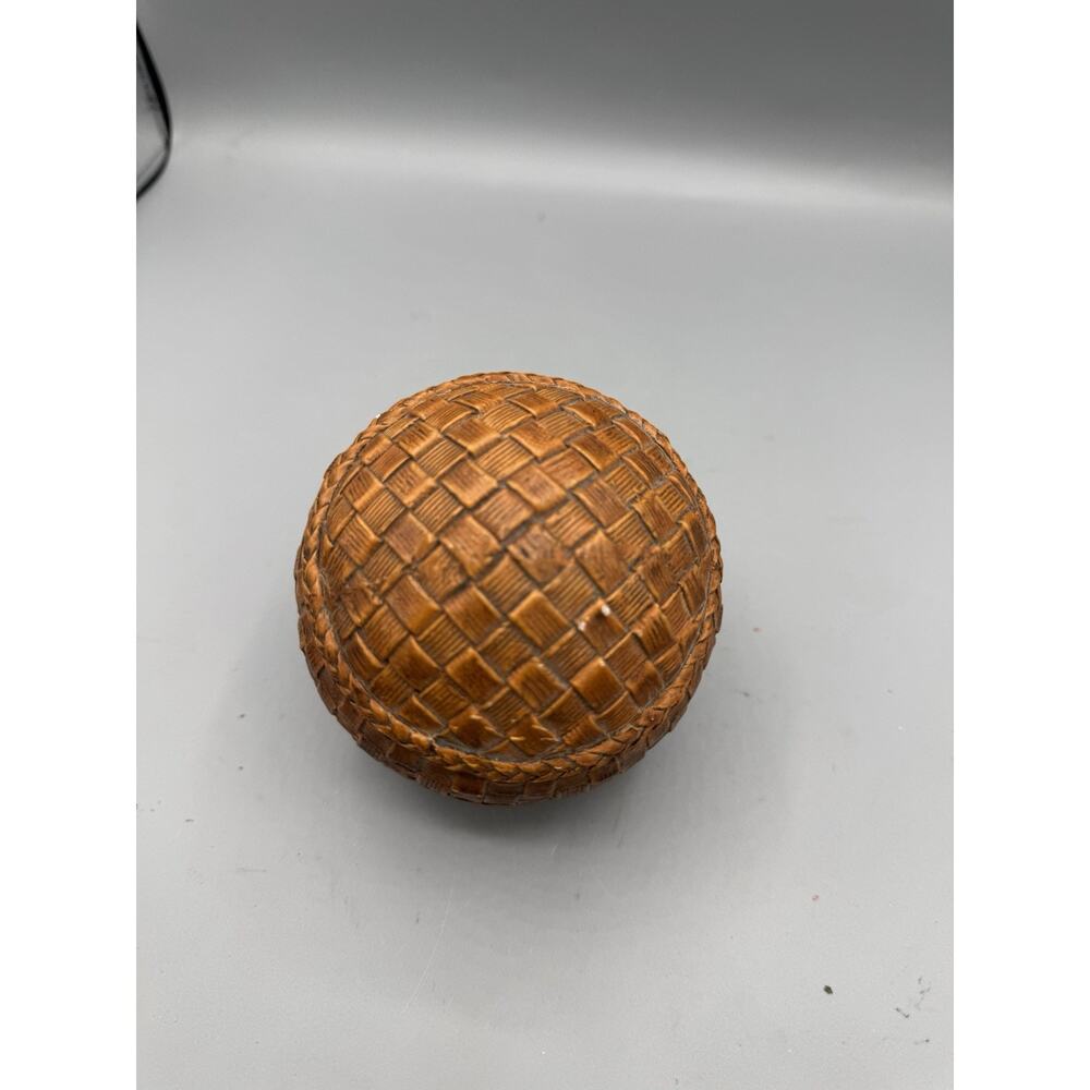 Vintage Basket Weave Decorative Ball Sphere Woven Look Rustic Boho Decor
